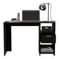 Omma Computer Desk, One Drawer, Two Shelves Black Computer Desk Office Modern Freestanding Rectangular Open Storage Desk Rectangular Particle Board Engineered Wood