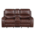 Keily 3 Piece Manual Reclining Living Room Set In Faux Leather Dark Brown Dark Brown Faux Leather