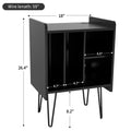 Four Compartment Record Rack With Usb Port Black Wood