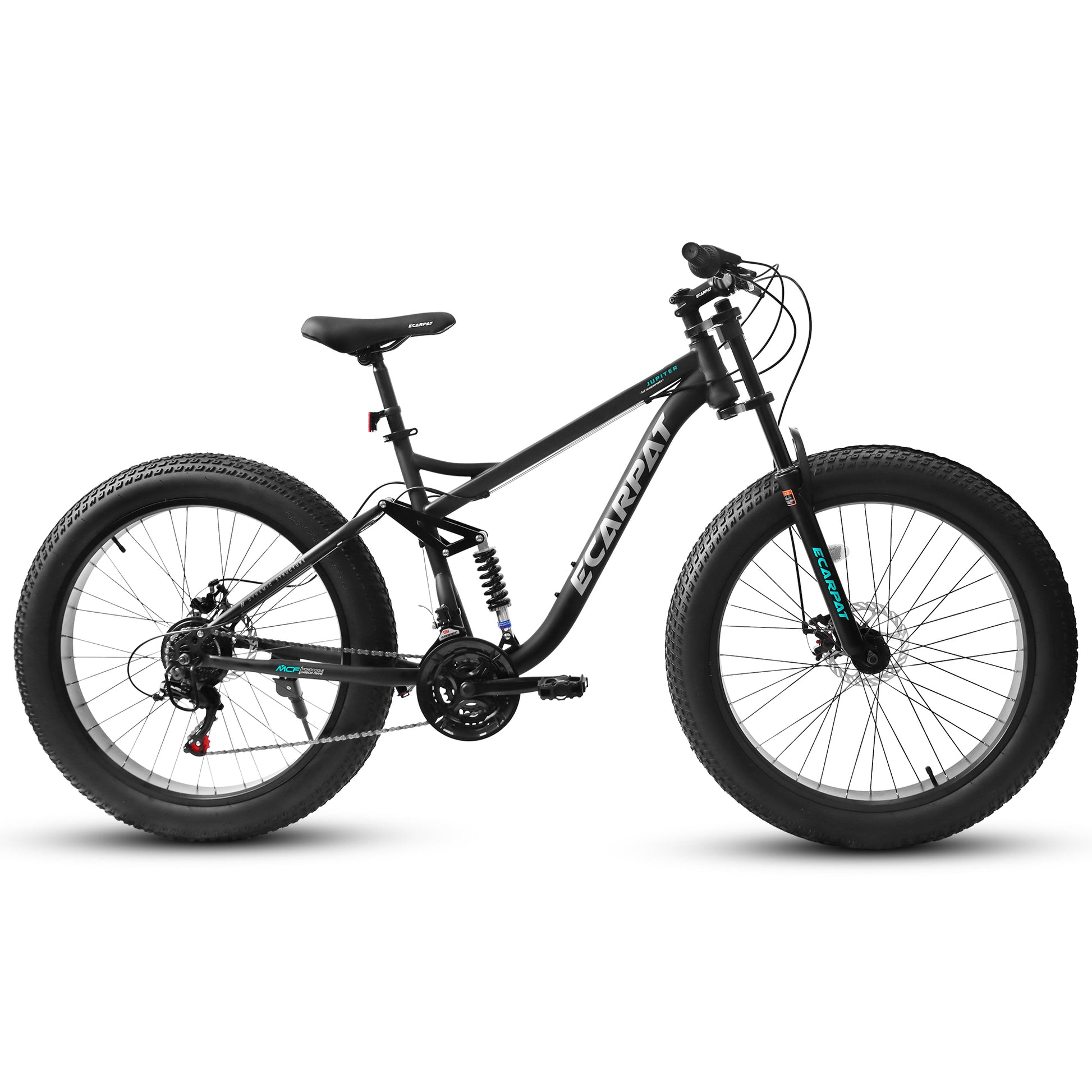 A26309 26 Inch Mountain Bike,Full Suspension 21 Speeds Drivetrain With Disc Brake Mtb Bicycle, 26*4" Fat Tire Bike For Men Black Without Durable Garden & Outdoor Classic Multifunctional Steel