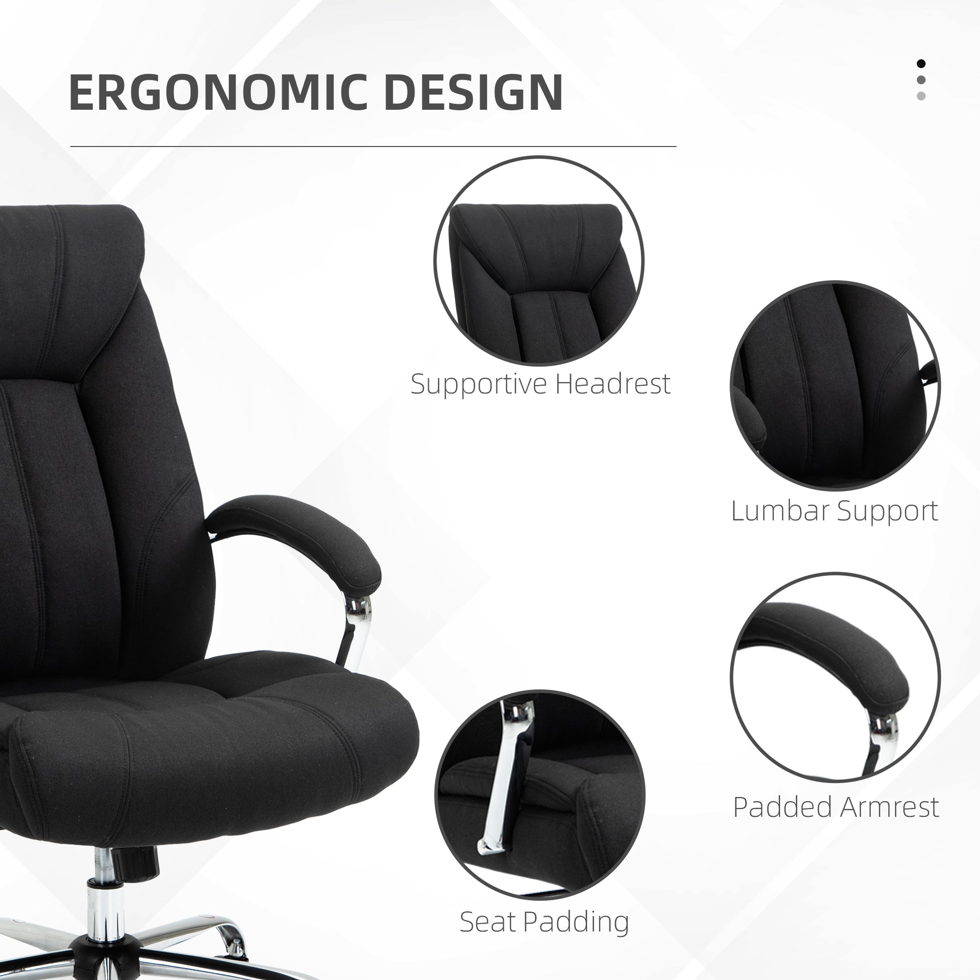 Vinsetto High Back Home Office Chair, Computer Desk Chair With Lumbar Back Support And Adjustable Height, Black Black Linen