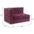 Burdy Tufted Loveseat With Trim Burgundy Velvet Wood Primary Living Space Tight Back Luxury Pine Square Arms Foam Velvet