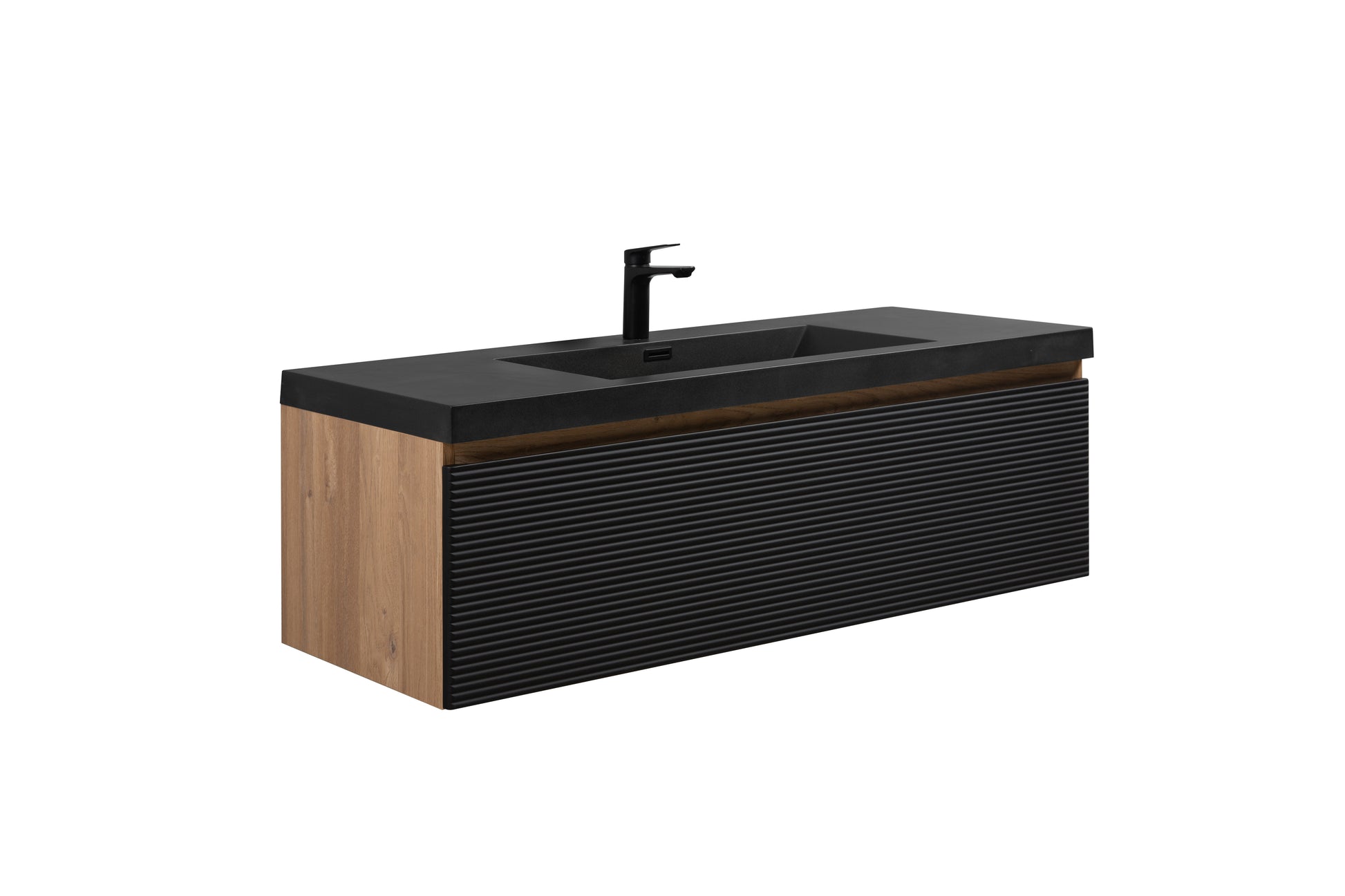 48" Floating Bathroom Vanity With Sink, Modern Wall Mounted Bathroom Storage Vanity Cabinet With Countertop And Soft Close Drawers, Ink Black Cruis 48 Black Wood