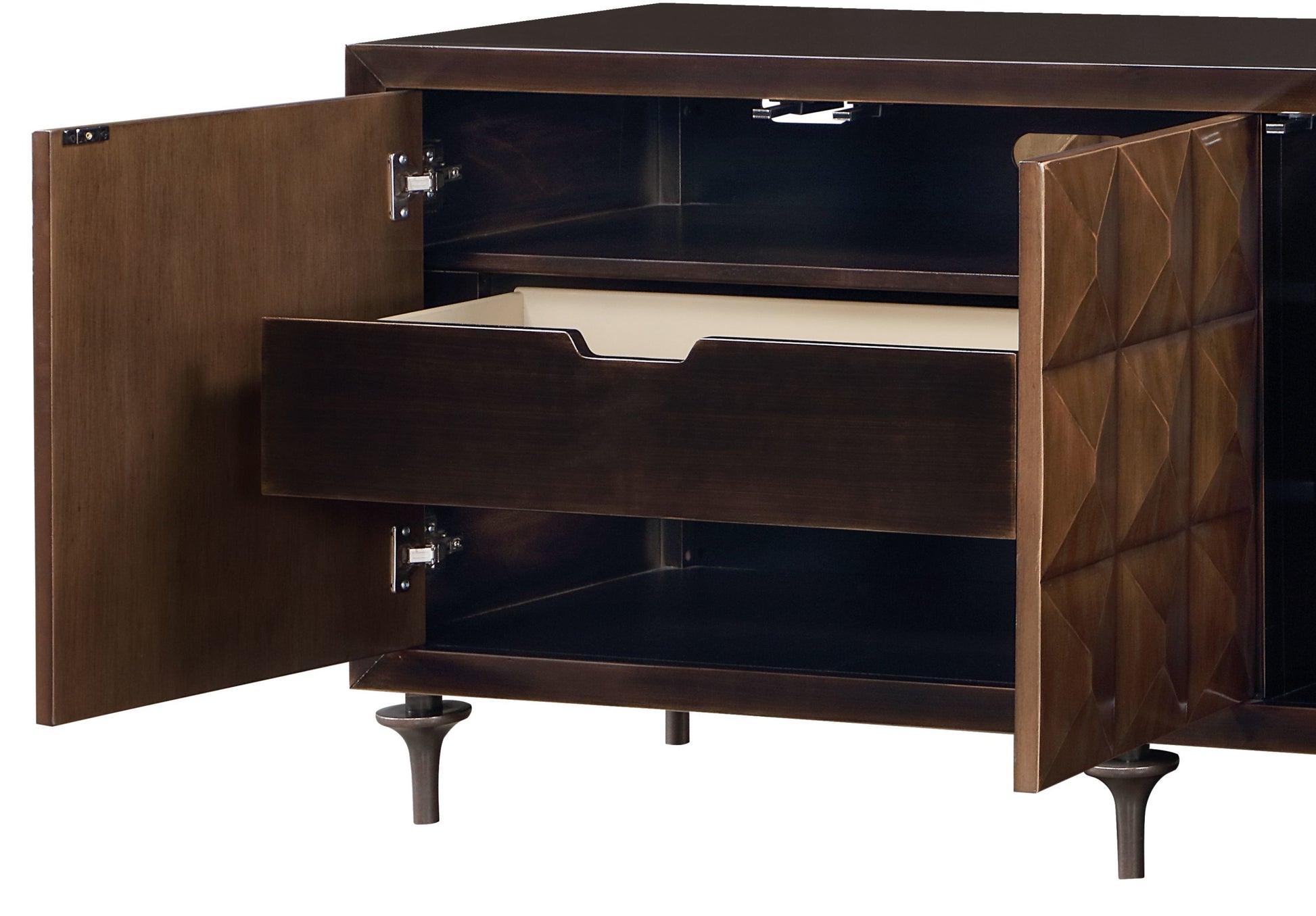 Diya Console Cabinet, Forged Bronze & Espresso Finish Ac02503 Bronze Wood