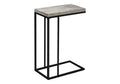 Accent Table, C Shaped, End, Side, Snack, Living Room, Bedroom, Grey Laminate, Black Metal, Contemporary, Modern Grey Particle Board