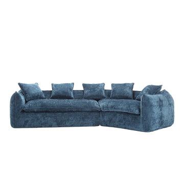 Modular Sectional Sofa, U Shaped Couch With Sofa For Five & Pillows, Modern Minimalist Chenille Fabric Large Comfy Cloud Sofas, Living Room Furniture Sets Navy Chenille 5 Seat