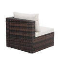 Patio Furniture, Outdoor Furniture, Seasonal Pe Wicker Furniture, 5 Set Wicker Furniture With Tempered Glass Coffee Table Brown Seats 4 Pe Rattan Iron Waterproof Fabric