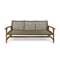 Hampton Wood Wicker 3 Seater Natural Grey Acacia Wood