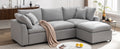 Down Filled Upholstery Convertible Sectional Sofa, L Shaped Couch With Reversible Chaise Light Gray Polyester 4 Seat