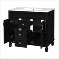 36'' Bathroom Vanity With Top Sink, Modern Bathroom Storage Cabinet With 2 Soft Closing Doors And 2 Drawers, Single Sink Bathroom Vanity Black Bathroom Modern Mdf Ceramic,Solid Wood Mdf