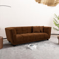 Wks13 Mid Century Modern Style: Camel Sofa Simple, Small Square Design, Velvet Fabric Texture Smooth, Retro Fashion, Solid Wood Feet, 2 People Design Camel Retro Fabric 2 Seat