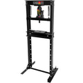 Hydraulic 12 Ton H Frame Garage Floor Adjustable Shop Press With Plates, 12T, Black Black Steel