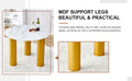Table And Chair Set, Round Table With White Marble Pattern, Gold Mdf Table Legs, Soft And Comfortable Dining Chair, Suitable For Kitchen And Living Room White Seats 4 Mdf