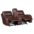 Keily 3 Piece Manual Reclining Living Room Set In Faux Leather Dark Brown Dark Brown Faux Leather