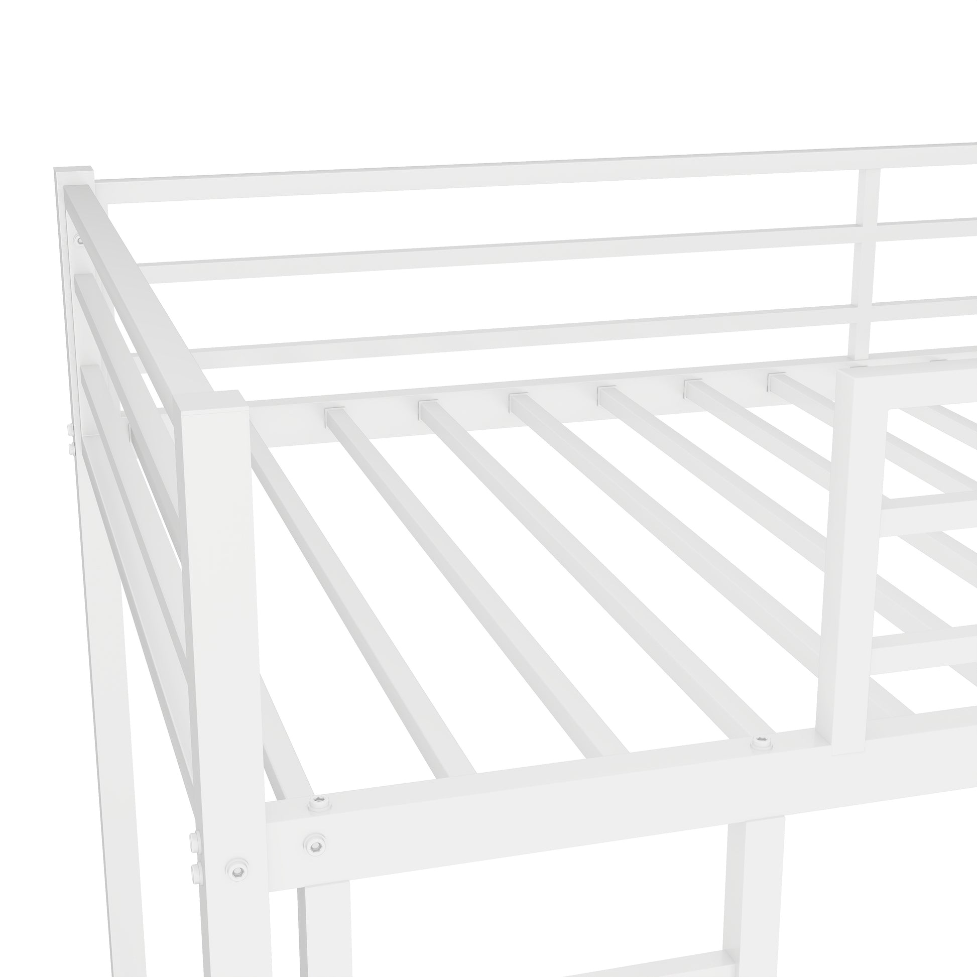 Metal Twin Over Twin Bunk Bed Heavy Duty Sturdy Metal Noise Reduced Safety Guardrail No Box Spring Needed,White Twin White Metal Metal