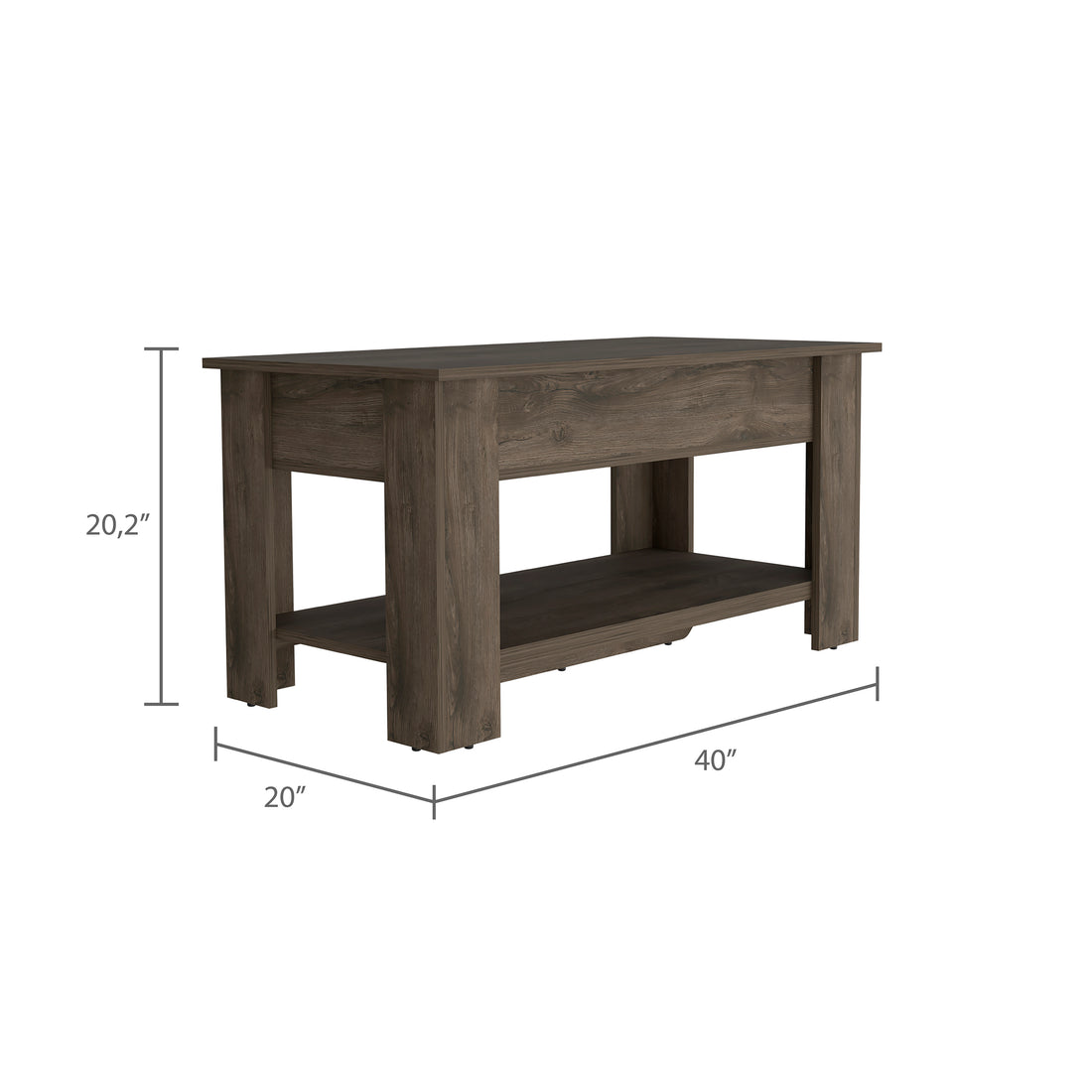 Daffodil Bench, Liftable Top And Lower Panel Brown Primary Living Space Contemporary Melamine Engineered Wood