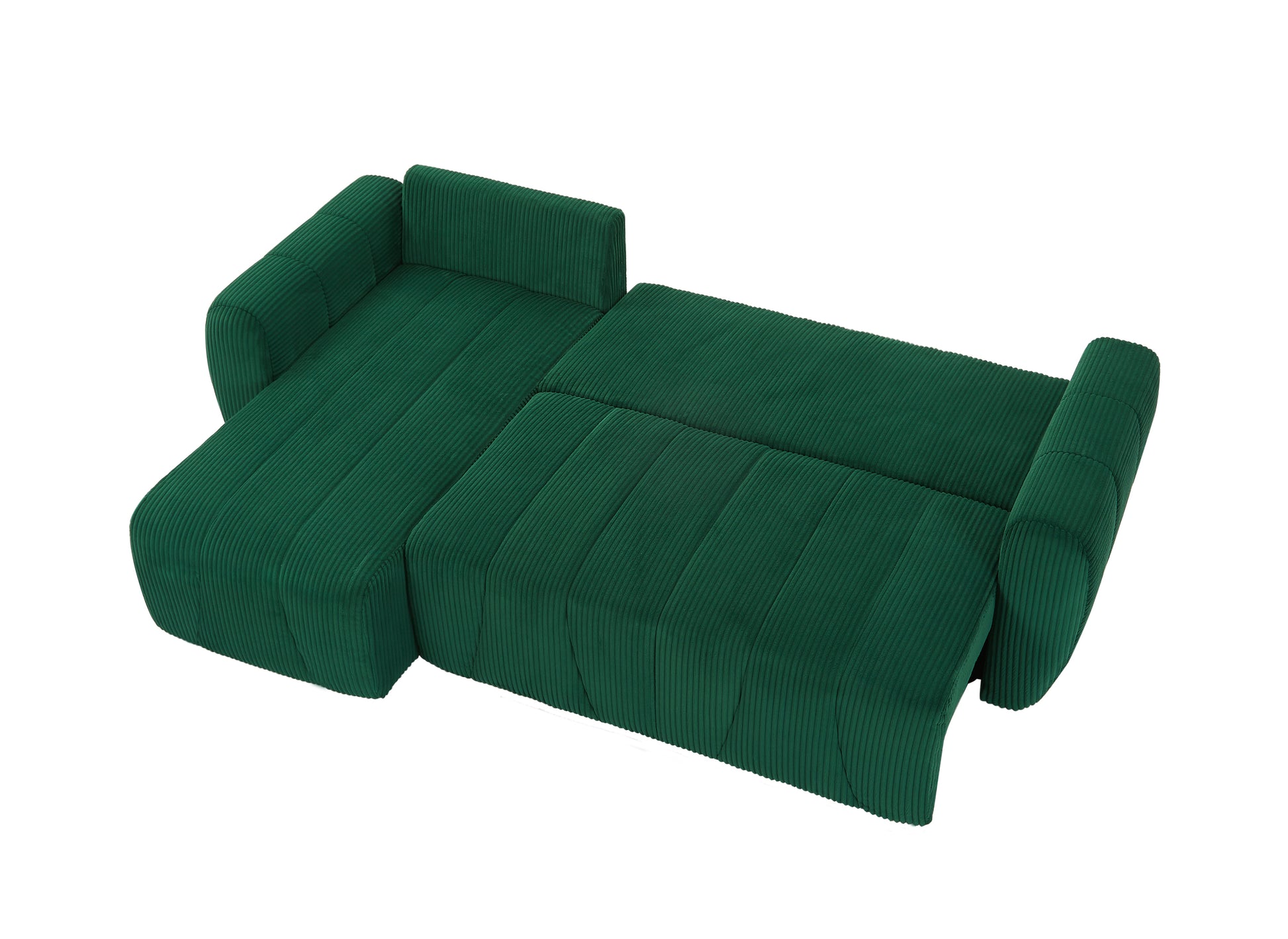 Convertible Sectional Sofa Couch, Modern Fabric 3 Seater L Shaped Couch For Living Room, Apartment, Office, Small Space Dark Green Corduroy 5 Seat