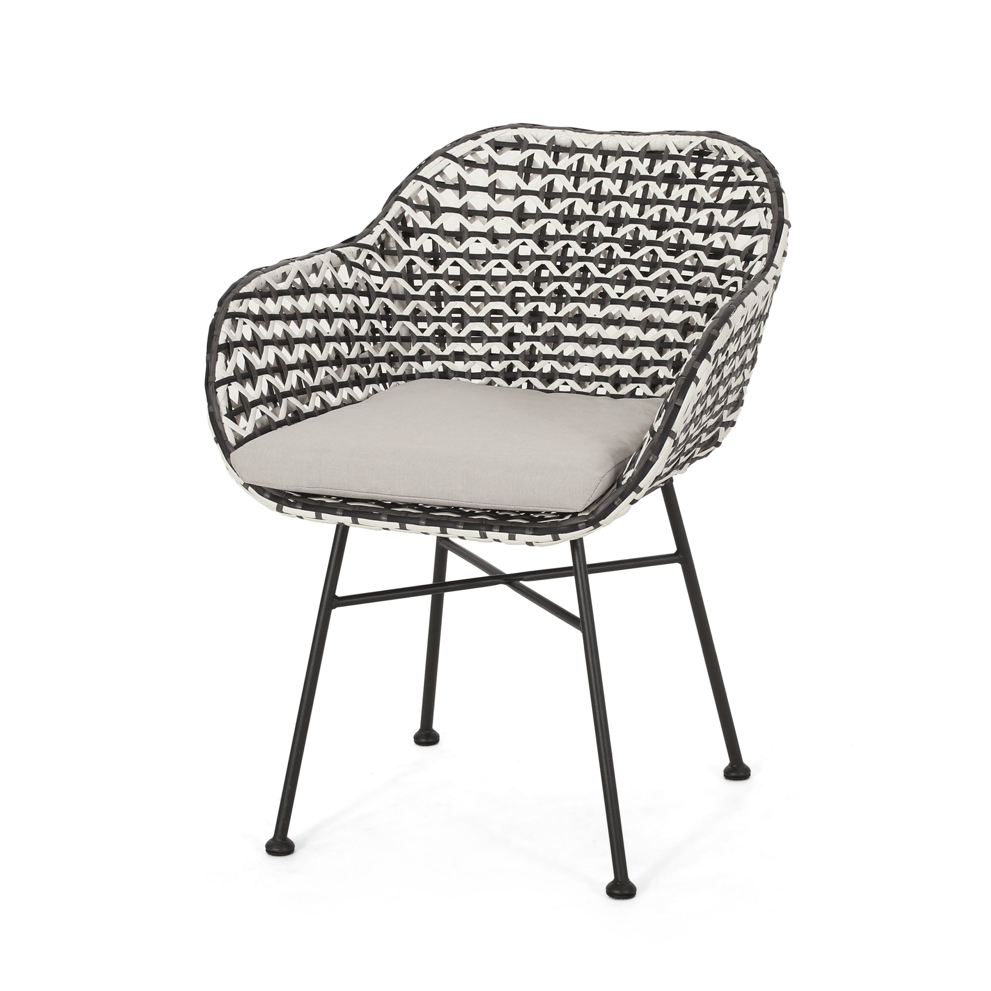 Herbert Chair Black Pe Rattan Iron Waterproof Fabric