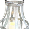 Transitional Metal Candle Holder With Rope And Glass Shade, Gray Gray Glass Metal