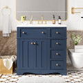 36'' Bathroom Vanity With Resin Sink Combo, Solid Wood Frame Bathroom Storage Cabinet, Freestanding Vanity Set With 3 Drawers& Adjustable Shelf Blue Bathroom Modern Solid Wood Mdf Resin