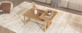 Modern 2 Piece Nesting Rattan Wood Mdf Coffee Table Set In Natural Natural Rubber Wood