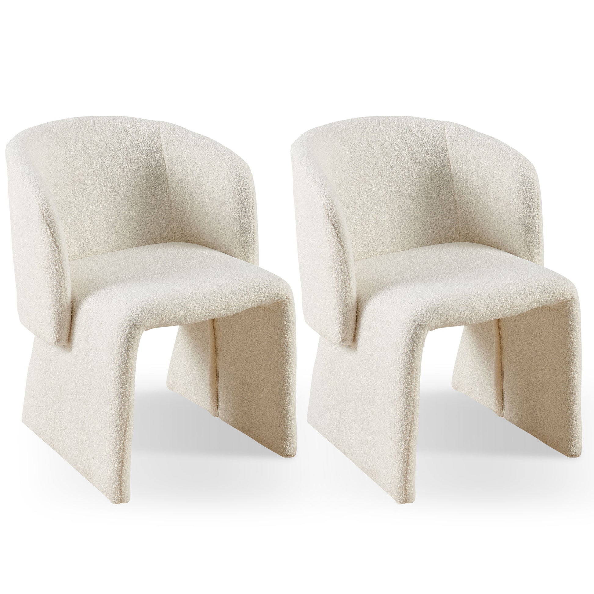 Modern Accent Chair White Single Sofa Chair,Upholstered Side Chair Teddy Comfy Chair For Dining Room Bedroom Living Room Reception Off White 2Pc Off White Primary Living Space Modern Set Of 2 Teddy