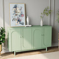 Stylish And Functional 4 Door Intaglio Storage Cabinet With Pine Legs, Solid Wood Pulls And Mdf, For Living Room Bedroom,And Kitchen,Mint Green Mint Green Mdf