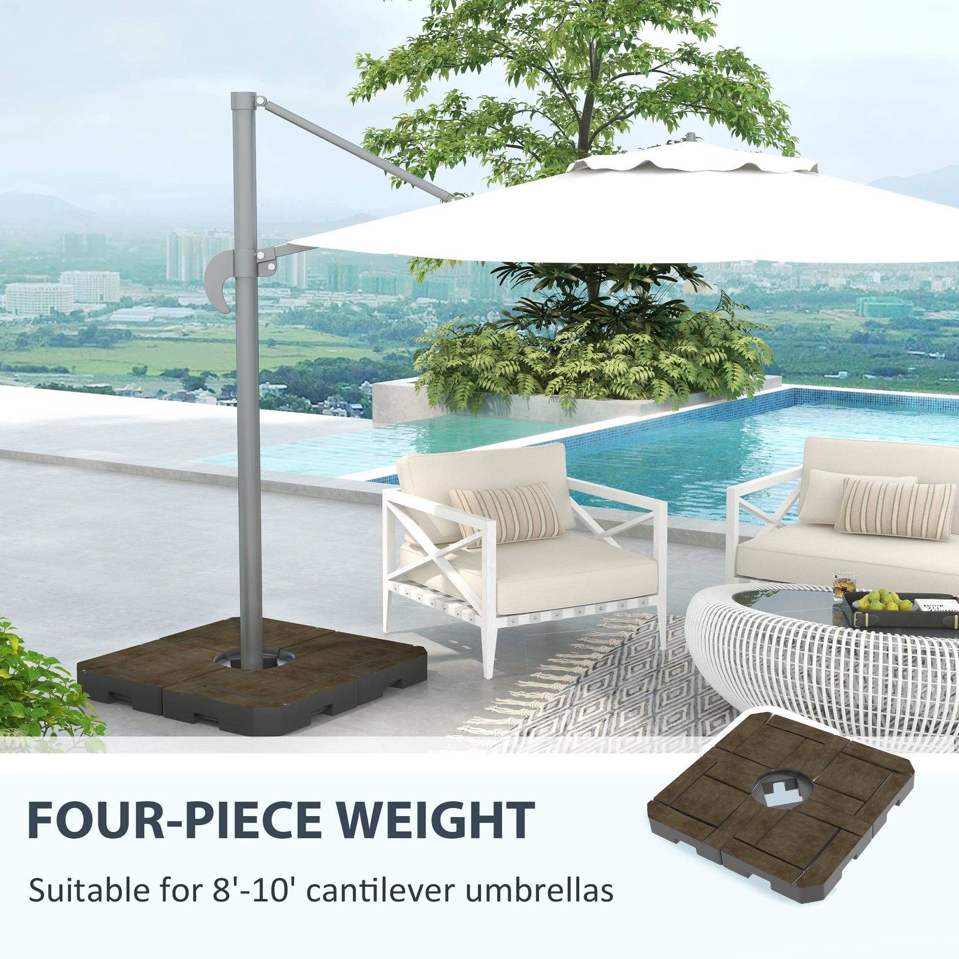 cantilever patio umbrella with weights Outsunny 4 Piece Patio Cantilever Umbrella Base Weight Set, Fillable O