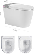 Smart Toilet, Smart Bidet Toilet With Remote Control, Raised Tankless Toilet With Led Display, Heated Seat Toilet Bidet With Aromatherapy System, Warm Water And Dry, Off Seat Flush, Foot Sensor, White White Ceramic