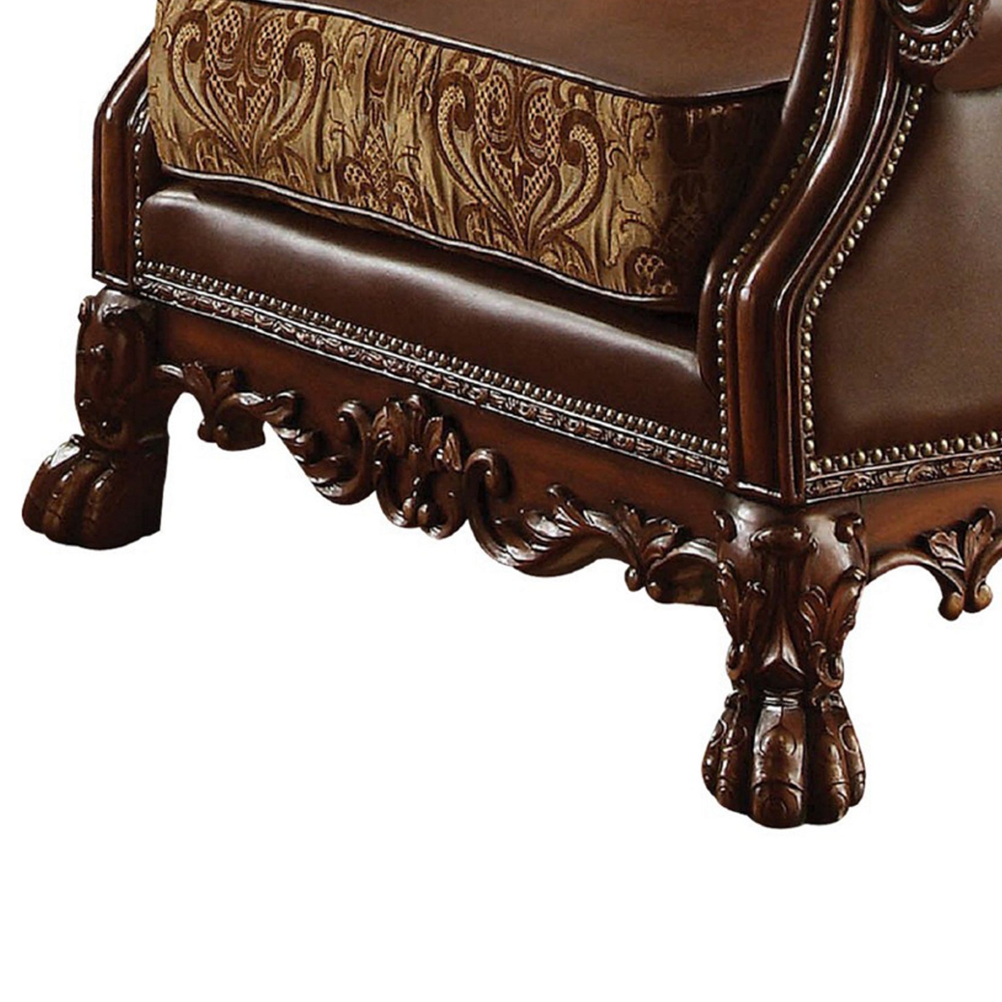 Wooden Chair With 1 Pillowcherry Brown Brown Leather