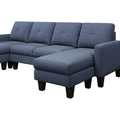 U Shaped Sofa Coch 4 Seat Sofa With Chaise Polyester Fabric For Living Room Apartment Office Blue Blue Primary Living Space Soft Eucalyptus Foam Linen 4 Seat