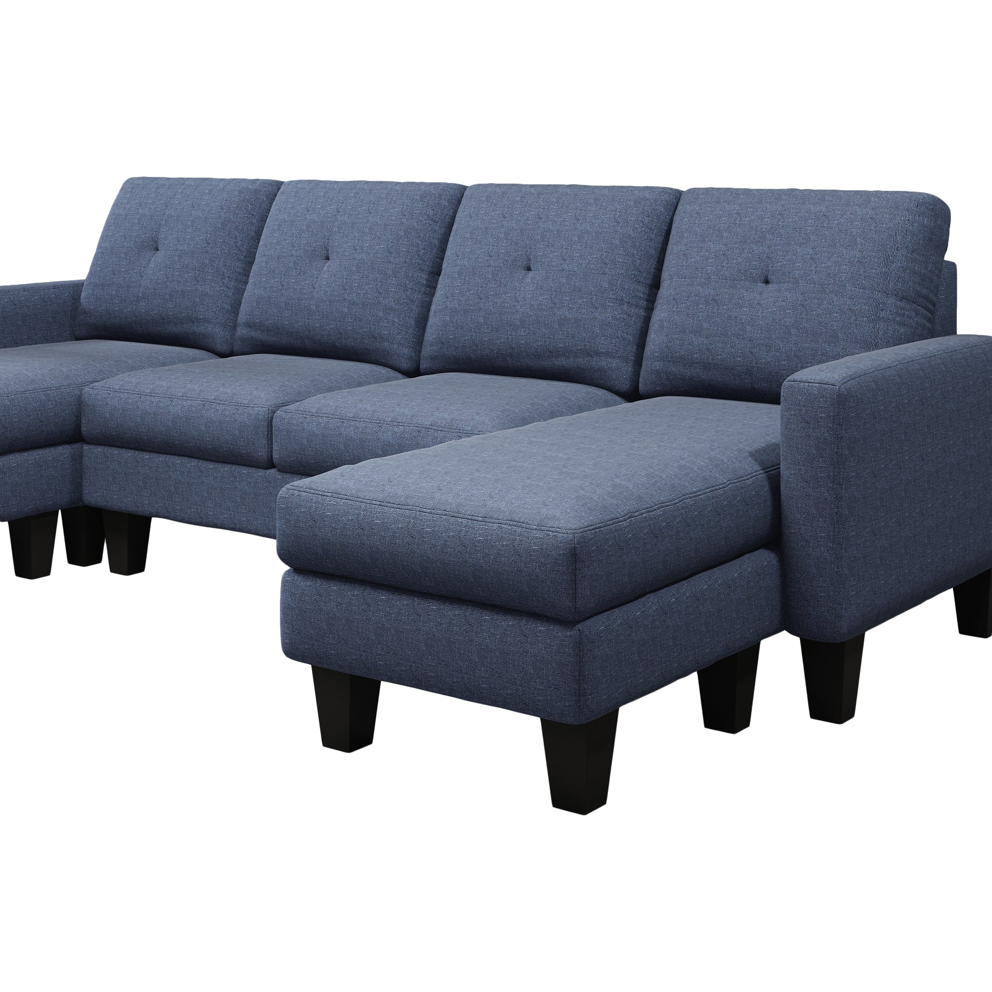 U Shaped Sofa Coch 4 Seat Sofa With Chaise Polyester Fabric For Living Room Apartment Office Blue Blue Primary Living Space Soft Eucalyptus Foam Linen 4 Seat