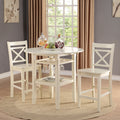 Cream Cross Back Counter Height Chairs Set Of 2 Cream Dining Room Coastal Rubberwood Set Of 2 Wood