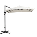 Outsunny 8Ft Cantilever Patio Umbrella, Square Outdoor Offset Umbrella With 360 Rotation, Aluminum Hanging Umbrella With 3 Position Tilt, Crank & Cross Base For Garden, Cream White Off White Steel
