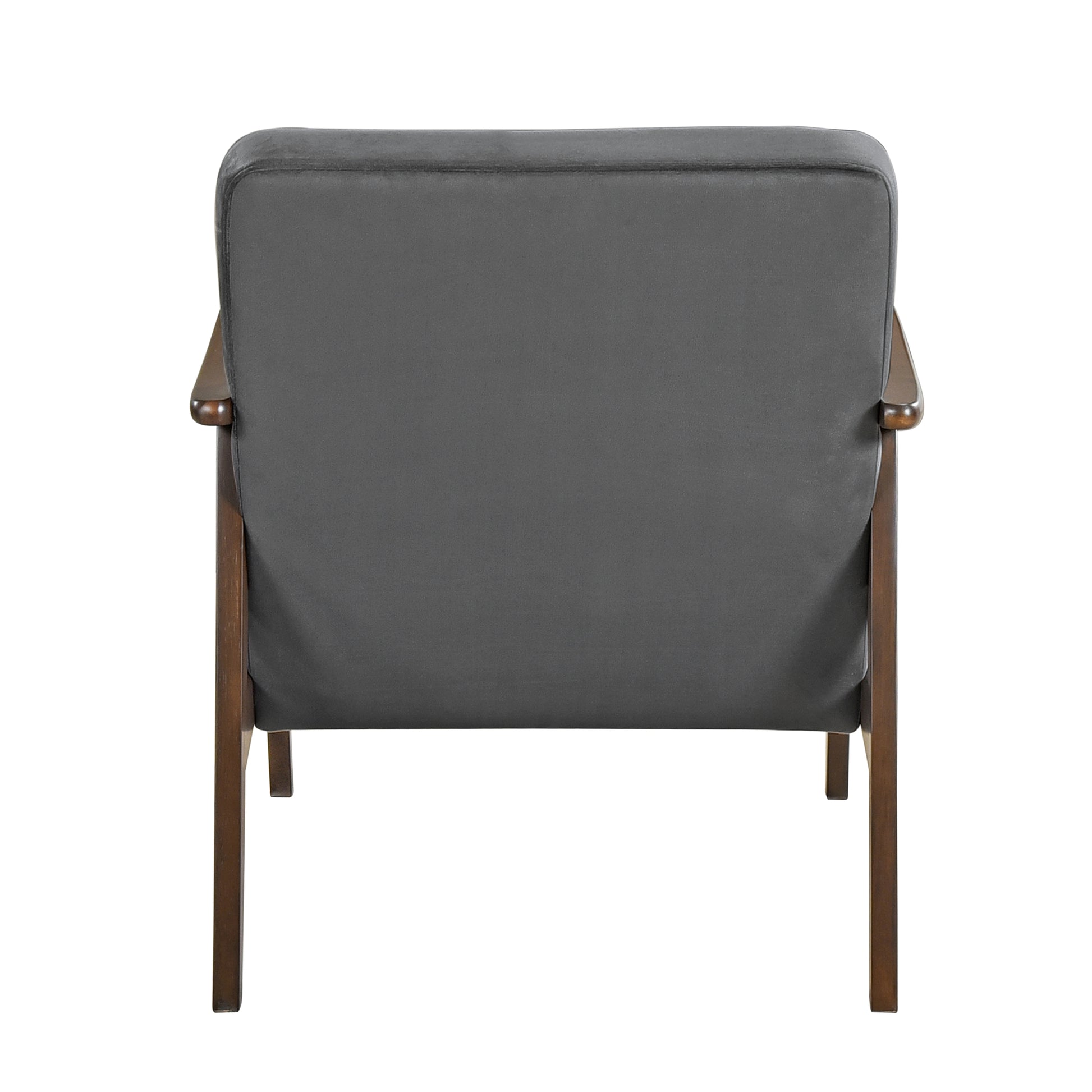 Mid Century Modern Design 1Pc Accent Chair Dark Gray Velvet Upholstery Dark Walnut Finish Wood, High Resiliency Foam Cushions Dark Gray Primary Living Space Mid Century Modern Solid Wood