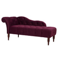 Samuel Tufted Roll Arm Chaise Lounge, Burdy Velvet Burgundy Foam Velvet