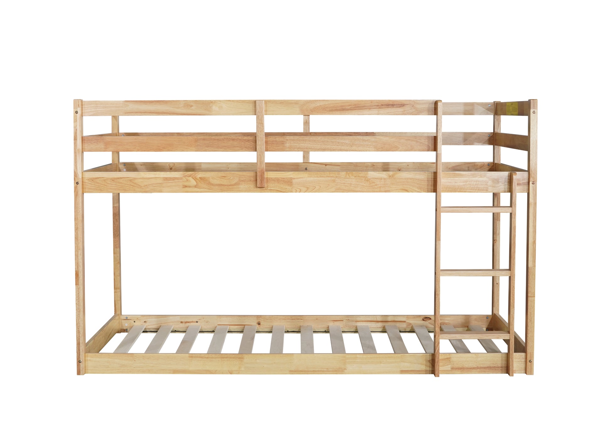 Solid Woodensolid Rubber Wooden Twin Over Twin Loft Bed With Ladder ,Upper And Bottom Bed Platforms Crafted With Strengthened Slats ,Natural Twin Natural Rubber Wood