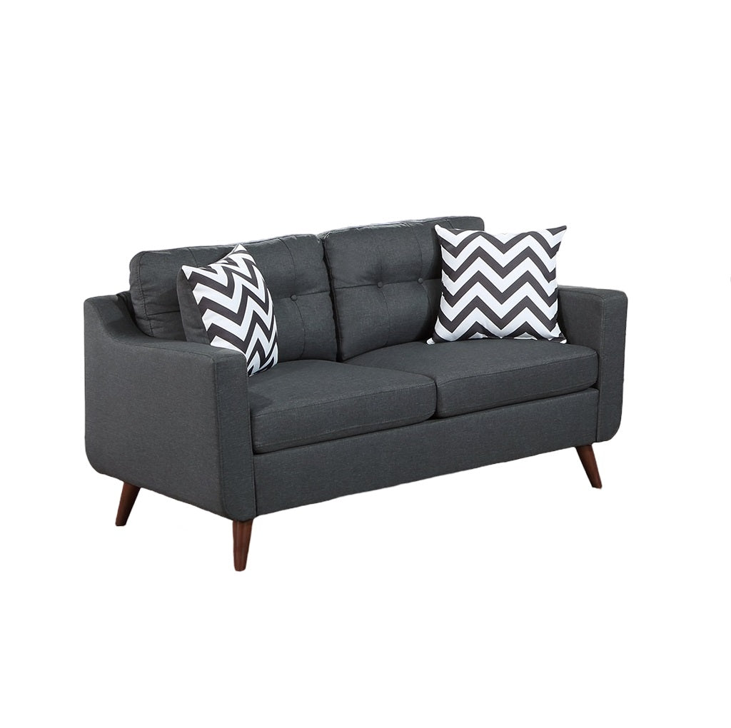 Modern Cozy Sofa Loveseat W Pillows 2Pc Sofa Set Black Polyfiber Couch Tufted Cushions Living Room Black Primary Living Space Firm Tufted Back Contemporary,Modern Pine Square Arms Linen Blend,Pine,Plywood 5 Seat