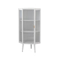 22.25'' Floor Coner Cabinet,Three Tiers With Tempered Glass Doors And Storage Shelves For Bathroom, Living Room And Bedroom White White Glass Metal