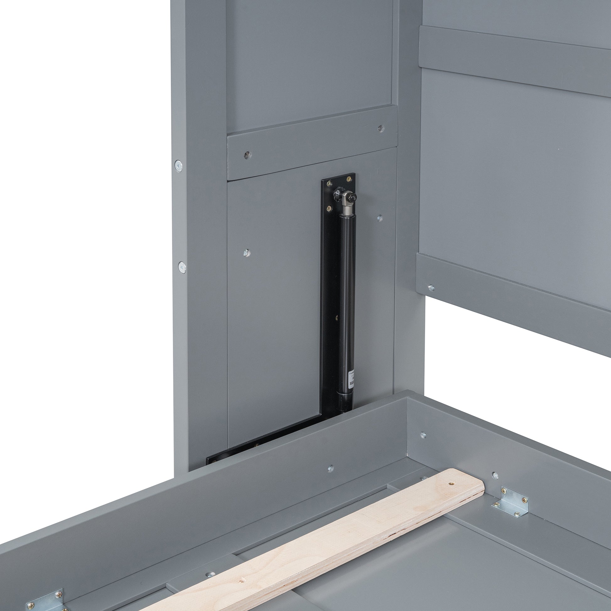 Queen Size Murphy Bed Wall Bed With Top Cabinets,Gray Queen Gray Plywood