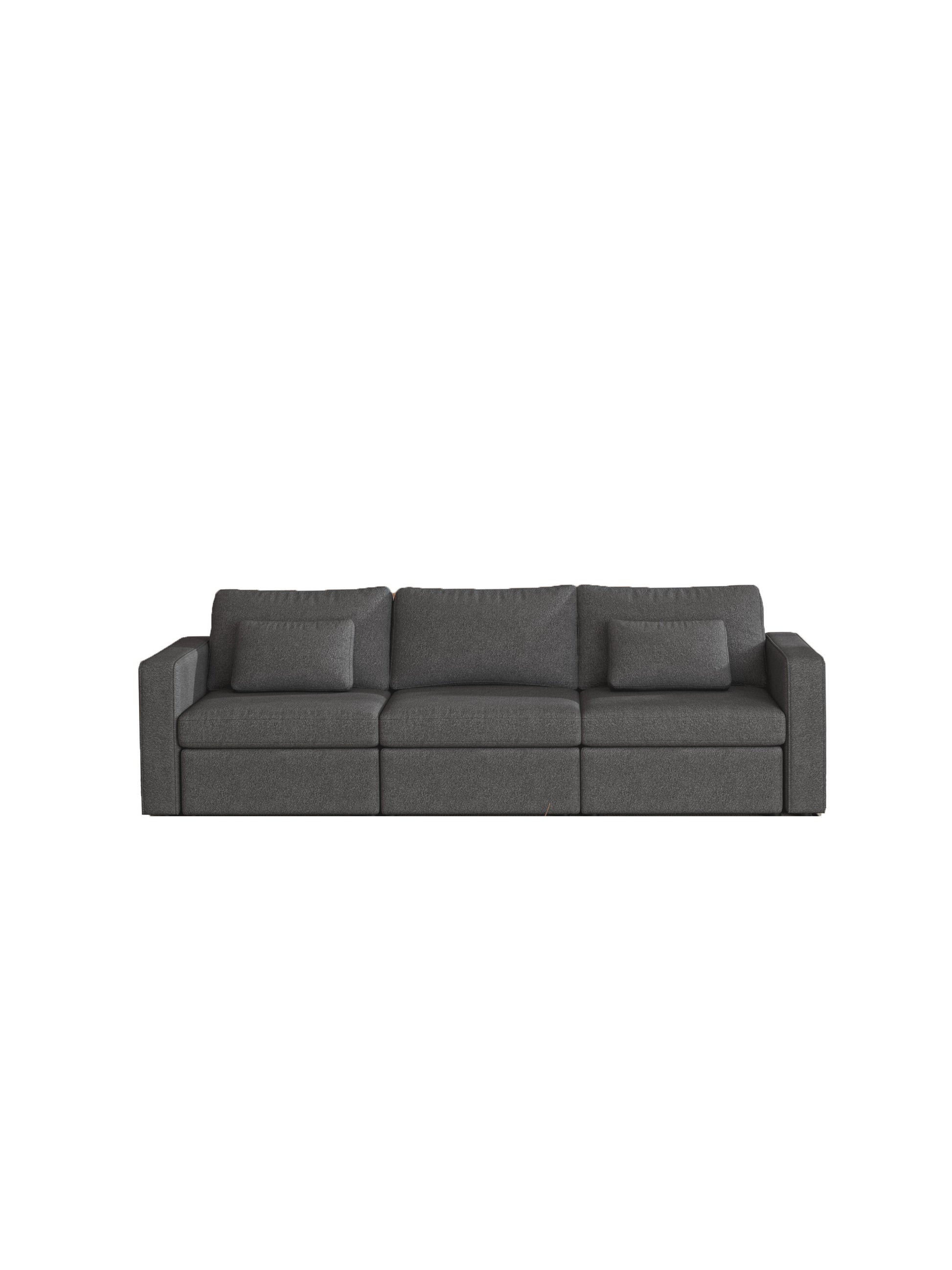 Modern Cotton Linen Modular Sectional Sofa, Convertible Sofa Set With Pillows, Oversized Sectional Couches For Living Room, Loft, Apartment, Office Dark Gray 3 Seats Wood Primary Living Space Medium Duty Pine 3 Seat Dark Gray Linen Medium Soft Cushion