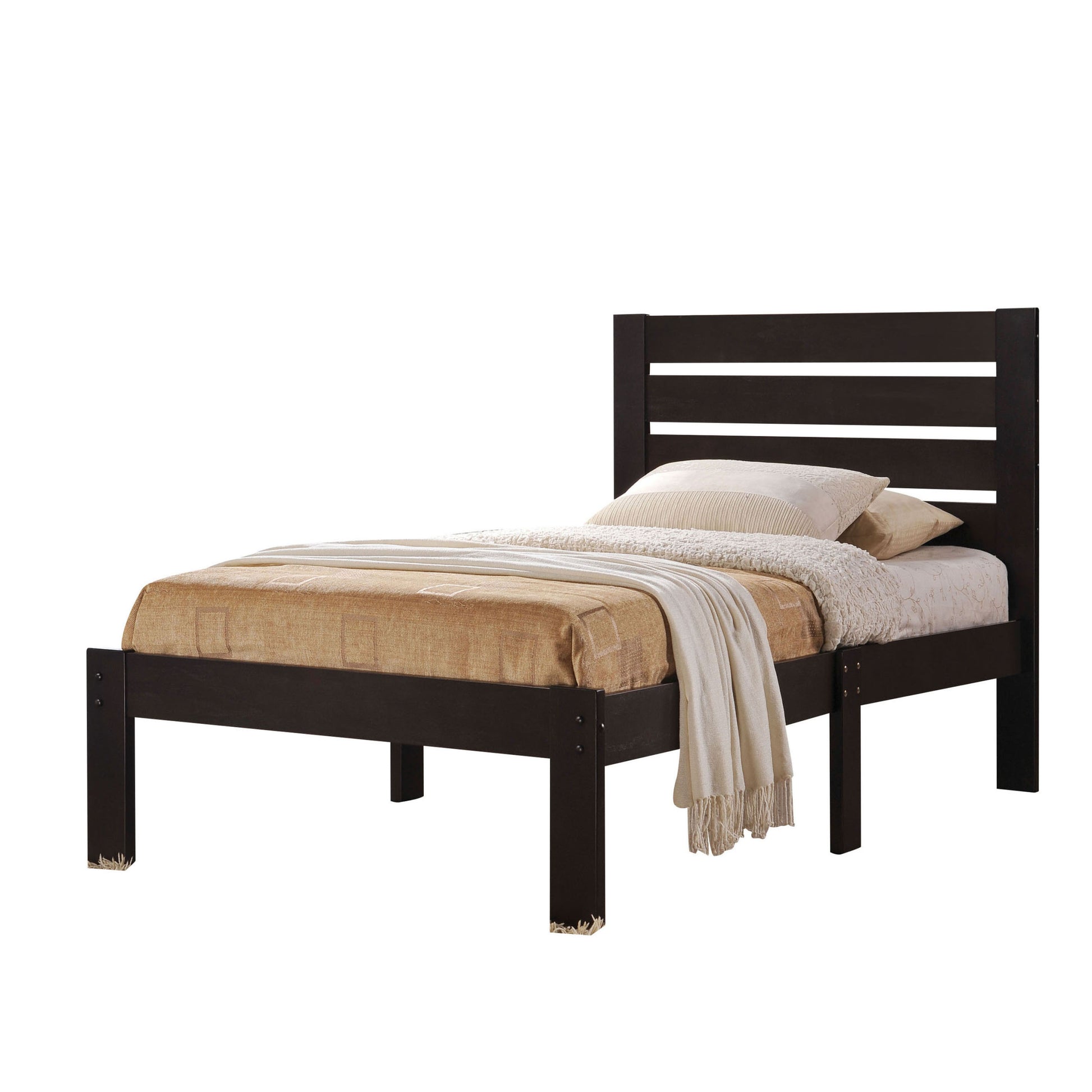 Espresso Platform Bed With Slat Headboard Queen Espresso Bedroom Wood