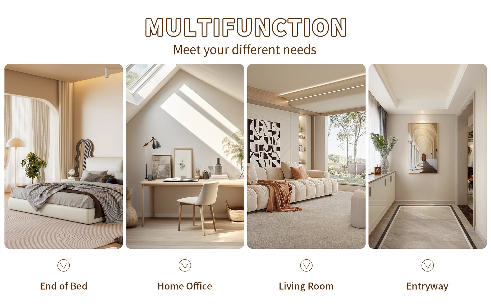 Cane Base Ottoman Dark Walnut Cream 21.5"*16"*17" White Deep Walnut Wood Soft American Traditional Hickory Wood Rectangle Wood Fabric