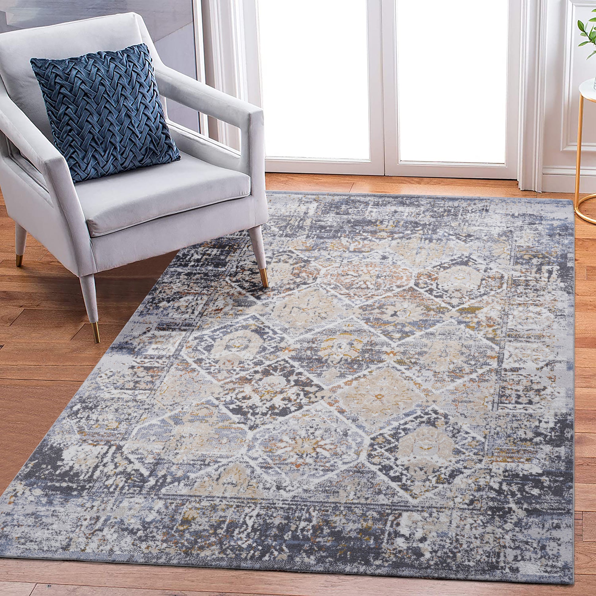 8X10 Multi Traditional Non Shedding Living Room Bedroom Dining Home Office Stylish And Stain Resistant Area Rug Multi Polyester