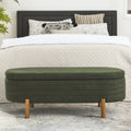 Ottoman Oval Storage Bench,Rubber Wood Leg, Green 46.