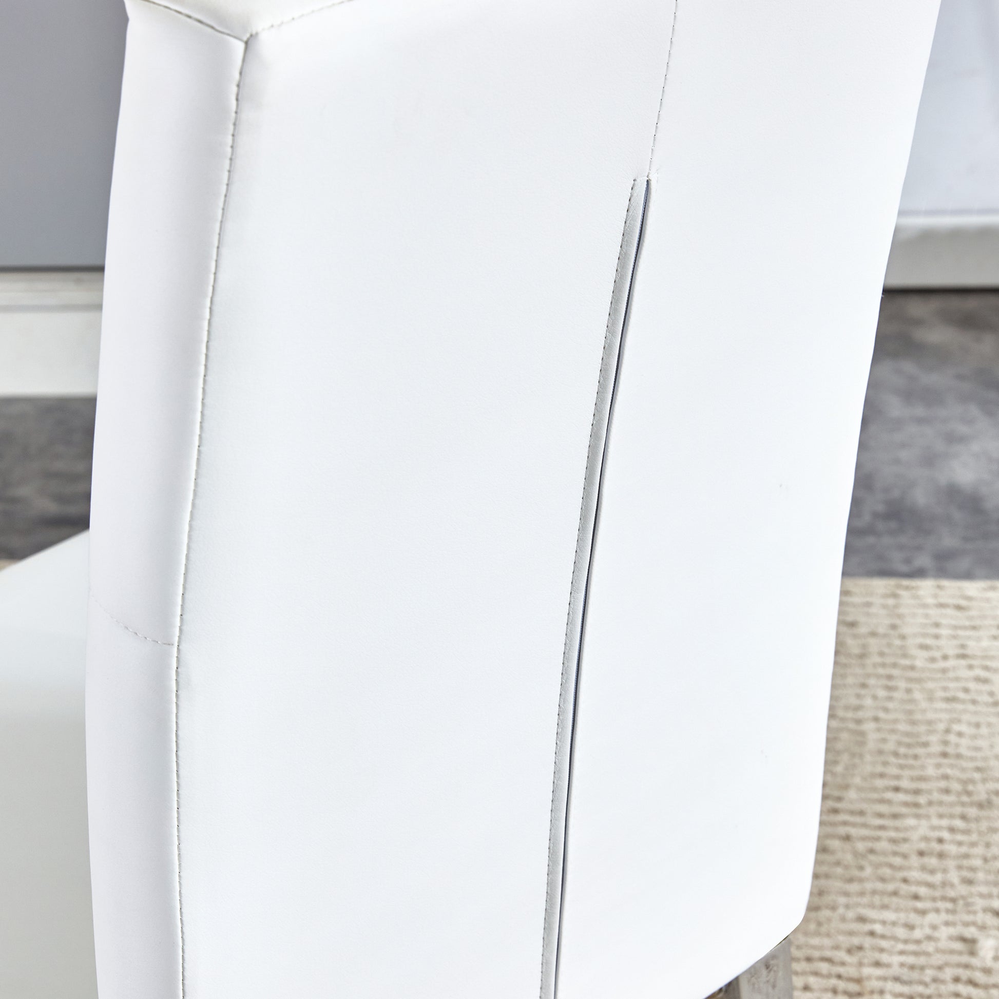 Table And Chair Set, Modern Dining Table, Tempered Glass Tabletop And Silver Colored Leg Table, Soft And Comfortable Dining Chair, Perfect For Dinner, Meetings, Home And Office Decor White Seats 6 Glass