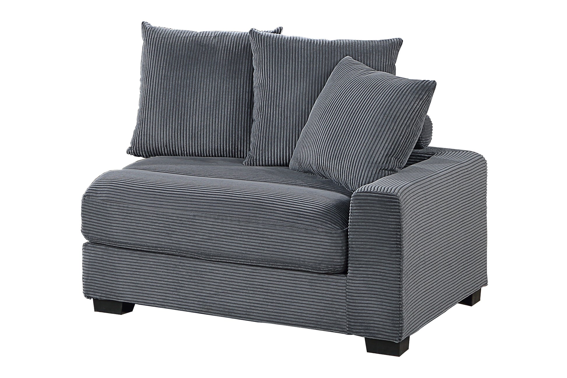 Contemporary Dark Gray 4Pc Modular Sectional Set Corduroy Couch Laf & Raf Chairs Armless Chair Ottoman Living Room Furniture Dark Gray Primary Living Space Cushion Back Contemporary,Modern Modular Rubberwood Corduroy 4 Seat