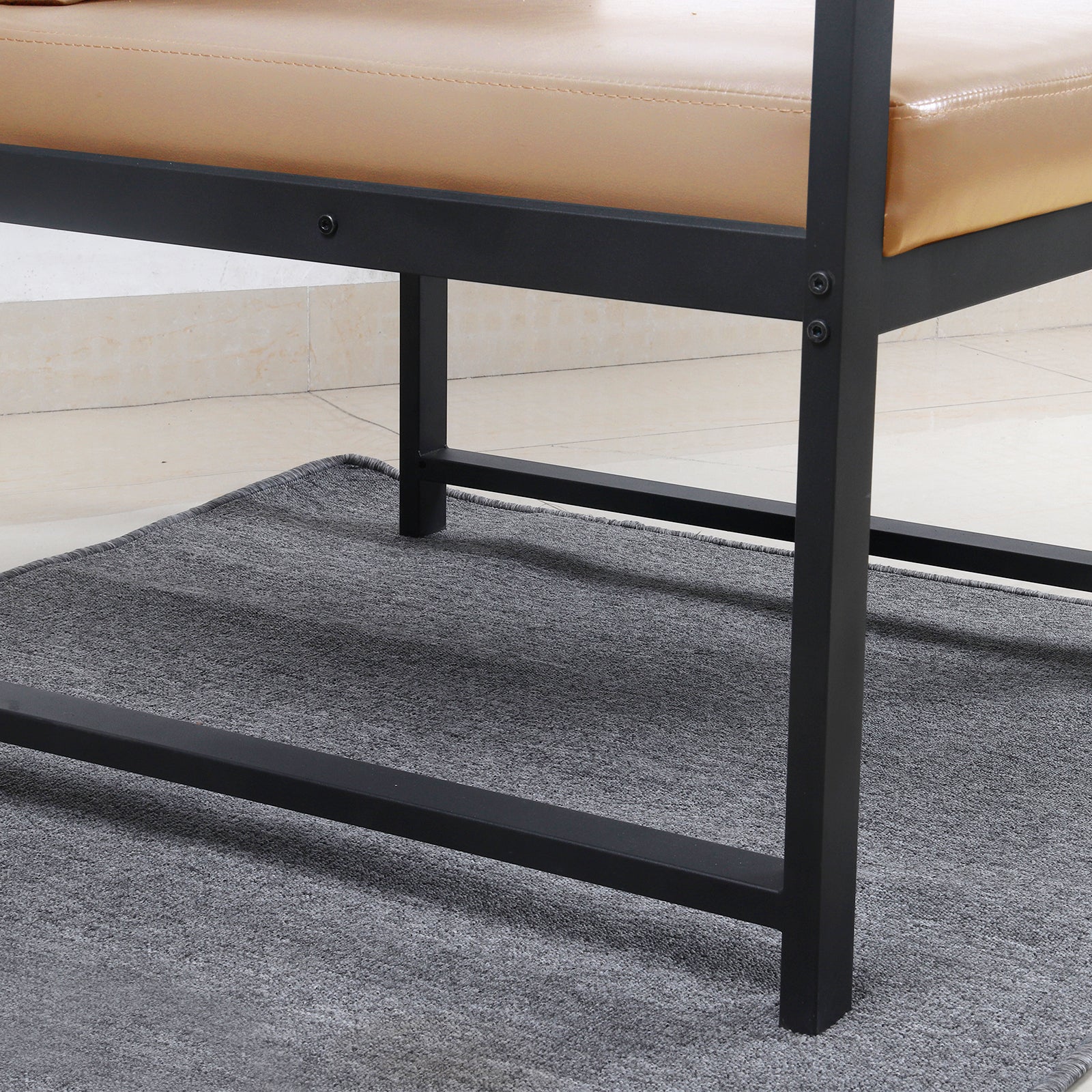 Lounge, Living Room, Office Or The Reception Area Leathaire Accent Arm Chair With Extra Thick Padded Backrest And Seat Cushion Sofa Chairs,Non Slip Adsorption Feet,Sturdy Metal Frame,Light Tan Camel Tech Cloth