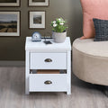 Safari Night Stand With Charging Station With Usb & Type Cdrawer Slide Pre Assembly, End Table With Drawers For Bedroom Living Room, Side Table For Bedroom, Easy Assembly, Classic White Off White 2 Drawers Bedroom Bedside Cabinet American Design,American