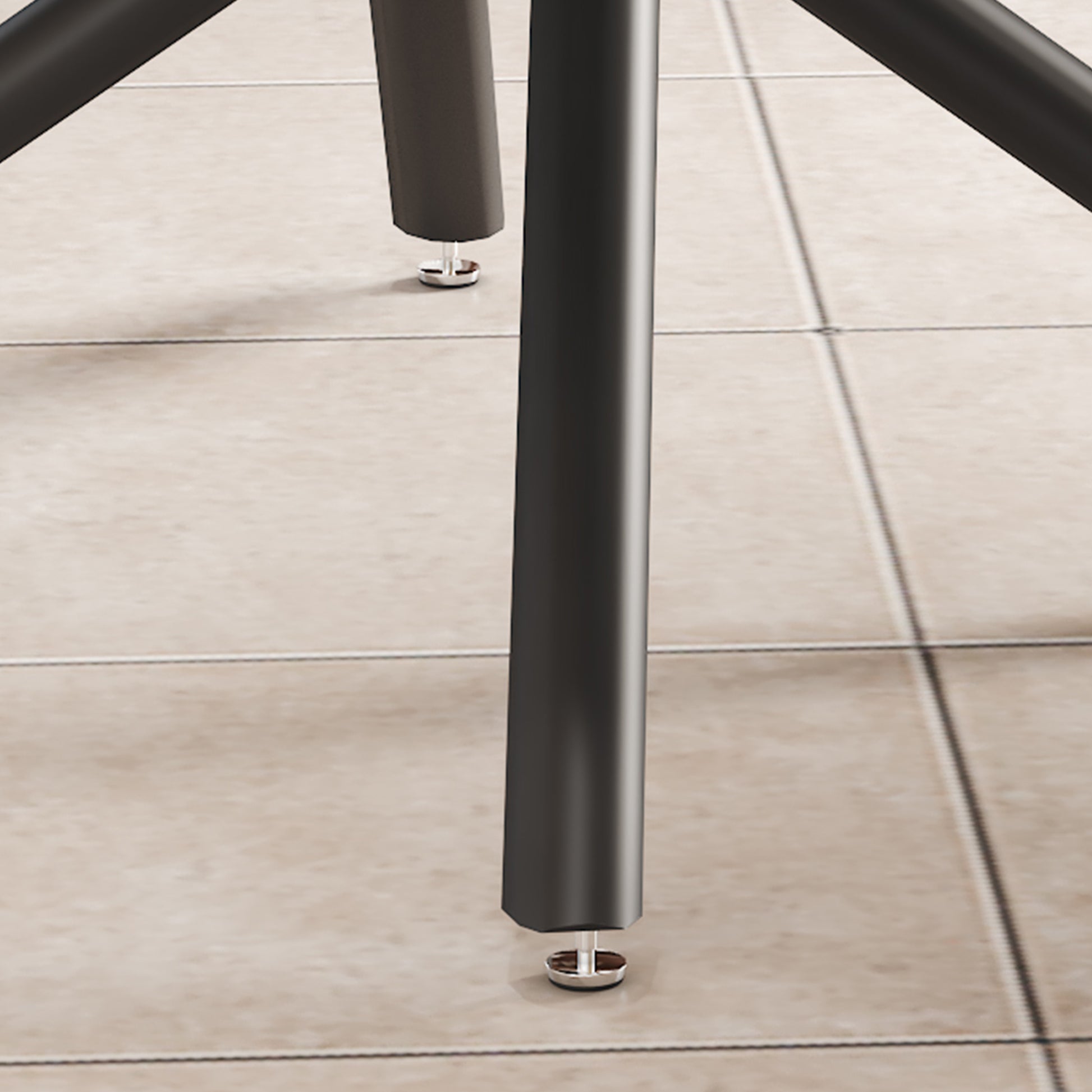 1 Table And 8 Chairs Set.A Rectangular Dining Table With A Imitation Marble Black Table Top And Black Metal Legs.Paired With 8 Chairs With Pu Leather Seat Cushion And Black Metal Legs.F 1537,C 007 Grey Glass Metal